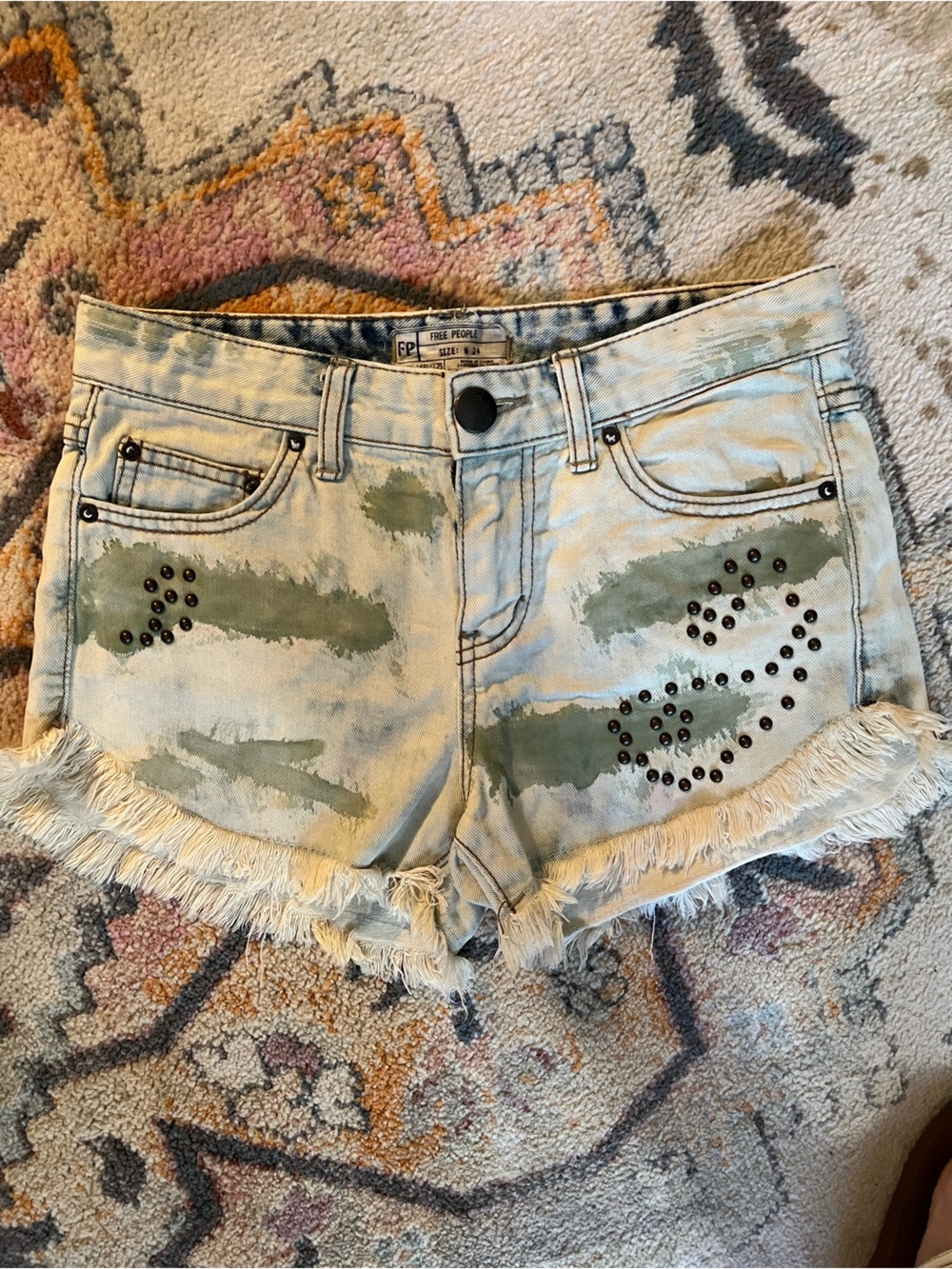 Free People Size 24 Studded Distressed Cutoff Shorts